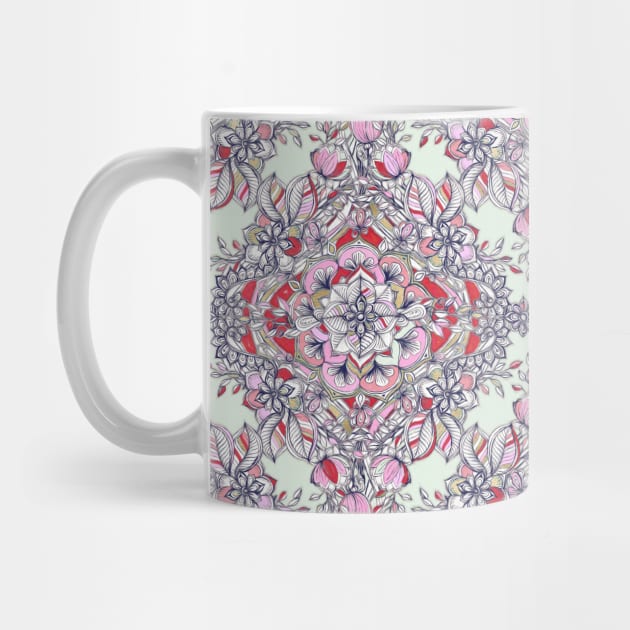 Floral Diamond Doodle in Red and Pink by micklyn